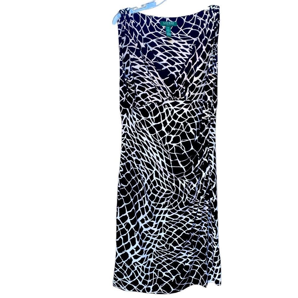Ralph Lauren Black & White Maze Dress Classic Size 12
